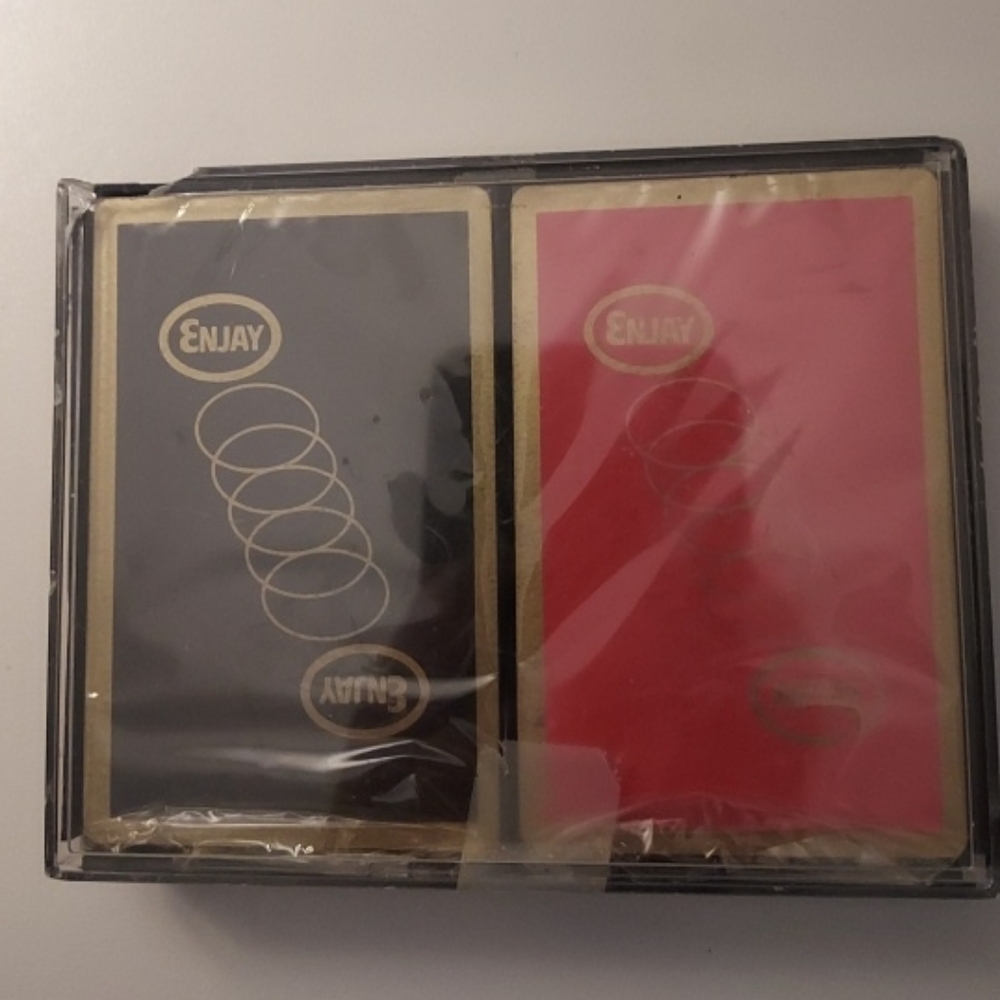 Vintage Enjay Oil Playing Cards Black Red Decks Sealed Unused Esso Humble Exxon